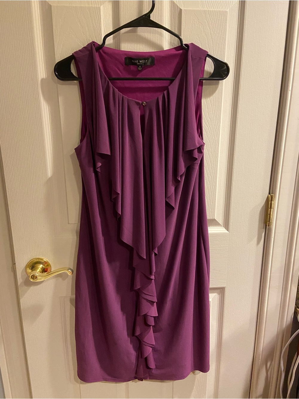 Nine West Purple Ruffle Front Sleeveless Dress 8 EUC lined